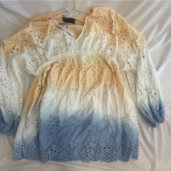 ASOS EDITION OMBRE MINI DRESS WITH GATHERED WAIST-MULTI Size 12 NWT - Picture 8 of 11